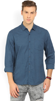 Lee Men Striped Casual Blue Shirt