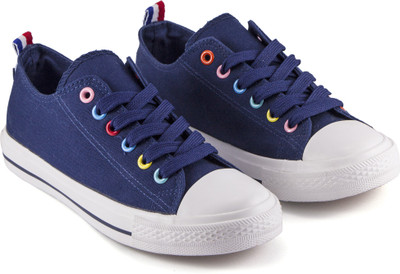 

DeVEE Multicolor Eyelet Navy Blue Canvas Shoes For Women(Navy