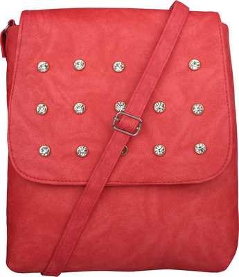 

JVoutfits Women Casual Pink Leatherette Sling Bag