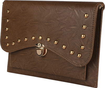 

JVoutfits Women Evening/Party Brown Leatherette Sling Bag