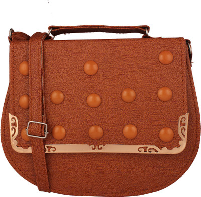 

JVoutfits Women Casual Tan Leatherette Sling Bag