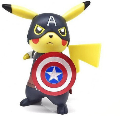 

ZenShanti Captain America Pikachu Mini Statuette Action Figure | First Edition | 10 cm(Yellow)