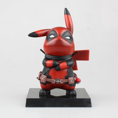 

ZenShanti Deadpool Pikachu Mini PVC Statuette Action Figure Toy | First Edition | 10 cm(Red)