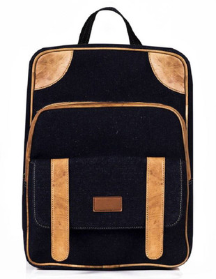 

PINO Genuine Leather And Denim Material 20 L Backpack(Blue)