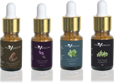 

Maverick Pure Lavender, Cedarwood, Thyme& Peppermint essential oil 4 in 1 pack with dropper(10 ml)