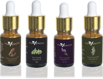 

Maverick Pure Lavender, Rosemary, Cedarwood & Thyme essential oil 4 in 1 pack with dropper(10 ml)