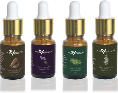 

Maverick Pure Lavender, Rosemary, Cedar wood & Tea Tree essential oil 4 in 1 pack with dropper(10 ml)