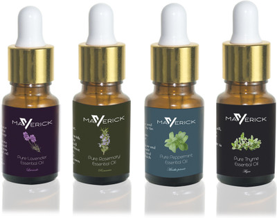 

Maverick Pure Lavender, Rosemary, Thyme & Peppermint essential oil 4 in 1 pack with dropper(10 ml)