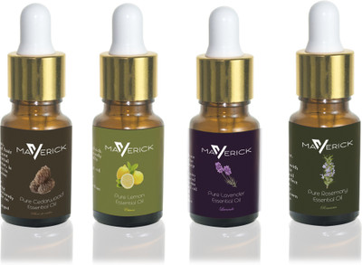 

Maverick Pure Lavender, Rosemary, Cedar wood & Lemon essential oil 4 in 1 pack with dropper(10 ml)
