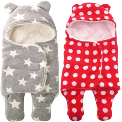 

Brandonn Polka  Hooded Baby Blanket(Polyester, Grey, Red