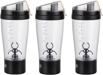 

ELEGANTSHOPPING Premium Quality Battery Operated Vortex Protein Shaker Blender Automatic Movement Tornado Transparent Multi-function 450 ml Shaker(Pack of 3, White, Black), Black;white