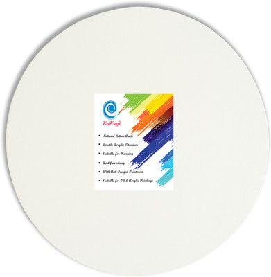 

KetKraft White Stretched Canvas Round/Circle Linen Acid Free Pre Stretched Canvas (Set of 1)(White)