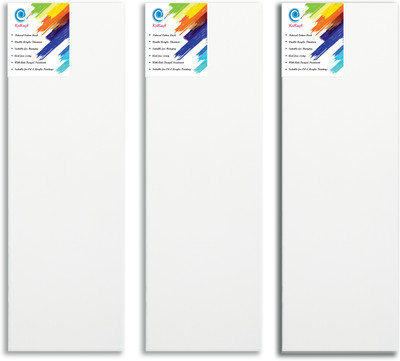 

KetKraft White Stretched Canvas Rectangle Linen Acid Free Pre Stretched Canvas (Set of 3)(White)