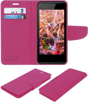 ACM Flip Cover for Celkon Campus Colors A42(Pink, Cases with Holder, Pack of: 1)