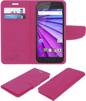 ACM Flip Cover for Motorola Moto G 3rd Gen G3(Pink, Cases with Holder, Pack of: 1)