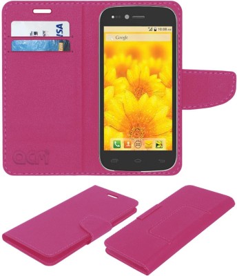 ACM Flip Cover for Intex Aqua Slice(Pink, Cases with Holder, Pack of: 1)
