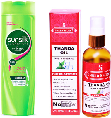 

SUNSILK 180 ML LONG AND HEALTHY GROWTH SHAMPOO with SHEER SECRET COLD PRESSED THANDA OIL 100ML(Set of 2)