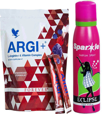 

Forever ARGI + L-Arginine & Vitamin Complex 30 n packets (473) With one sparkle perfume spray 150 ml(Set of 2)