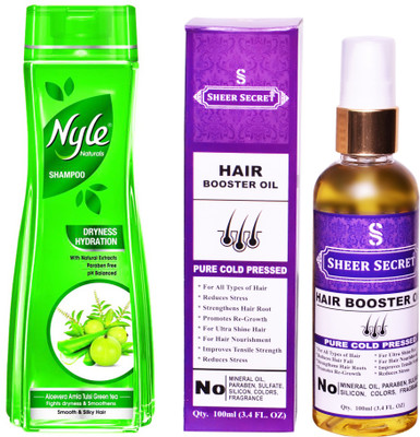 

NYLE 180 ML DRYNESS HYDRATION SHAMPOO with SHEER SECRET COLD PRESSED HAIR BOOSTER OIL 100ML(Set of 2)