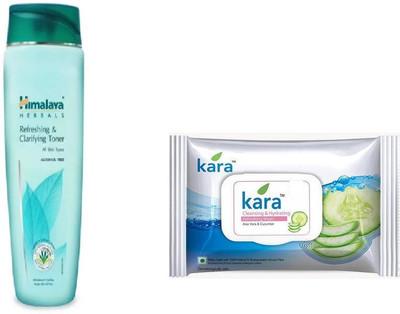 

Himalaya refreshing and clarifying toner, kara cleansing and hydrating refreshing wipes(Set of 2)