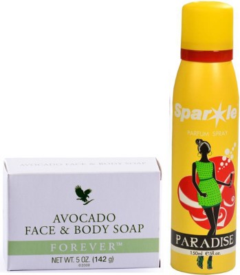 

Forever Avocado Face & Body Soap 150 g (284) With one sparkle perfume spray 150 ml(Set of 2)