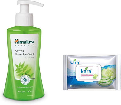 

Himalaya Neem Face Wash, kara skin care wipes(Set of 2)
