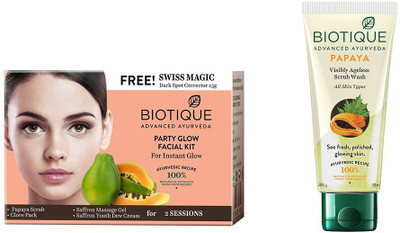 

BIOTIQUE BIO Bio Party Glow Facial Kit, Bio Papaya Exfoliating Face Wash(Set of 2)