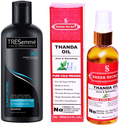 

TRESemme 190 ML CLIMATE CONTROL SHAMPOO with SHEER SECRET COLD PRESSED THANDA OIL 100ML(Set of 2)