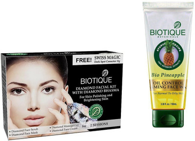 

BIOTIQUE BIO Bio Diamond Facial Kit, Bio Pineapple Oil Control Foaming Face Wash(Set of 2)