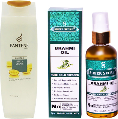 

PANTENE 180 ML LIVELY CLEAN SHAMPOO with SHEER SECRET COLD PRESSED BRAHMI OIL 100ML(Set of 2)