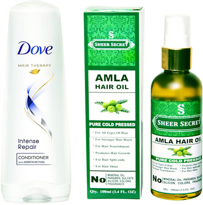 

Dove 170 ML INTENSE REPAIR CONDITIONER with SHEER SECRET COLD PRESSED AMLA OIL 100ML(Set of 2)
