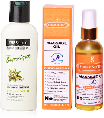 

TRESemme 190 ML BOTANIQUE CONDITIONER with SHEER SECRET COLD PRESSED MASSAGE OIL 100ML(Set of 2)