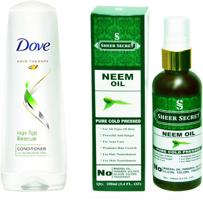 

Dove 180 ML HAIRFALL RESCUE CONDITIONER with SHEER SECRET COLD PRESSED NEEM OIL 100ML(Set of 2)