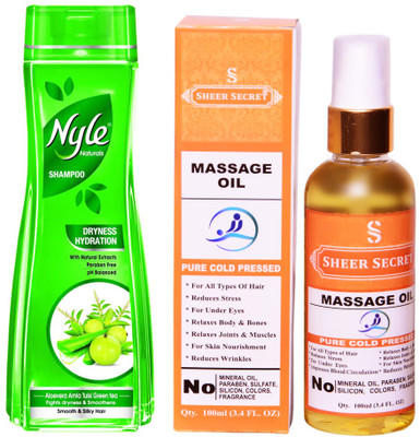

NYLE 180 ML DRYNESS HYDRATION SHAMPOO with SHEER SECRET COLD PRESSED MASSAGE OIL 100ML(Set of 2)