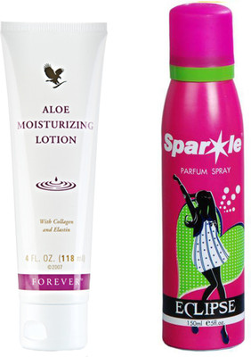 

Forever Aloe Moisturizing Lotion 118 ml (063) With one sparkle perfume spray 150 ml(Set of 2)
