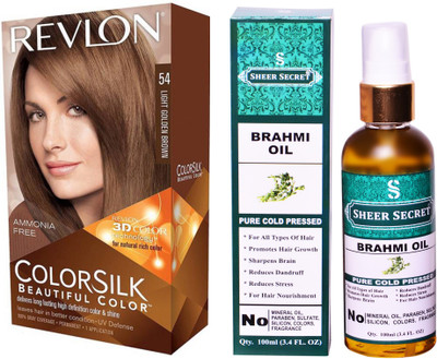

Revlon LIGHT GOLDEN BROWN 54 with SHEER SECRET COLD PRESSED BRAHMI OIL 100ML(Set of 2)