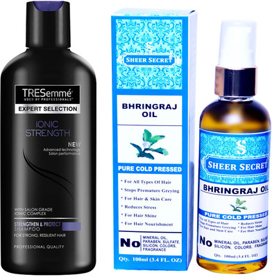 

TRESemme 190 ML IONIC STRENGTH SHAMPOO with SHEER SECRET COLD PRESSED BHRINGRAJ OIL 100ML(Set of 2)