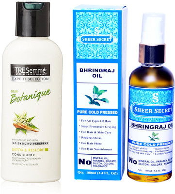 

TRESemme 190 ML BOTANIQUE CONDITIONER with SHEER SECRET COLD PRESSED BHRINGRAJ OIL 100ML(Set of 2)