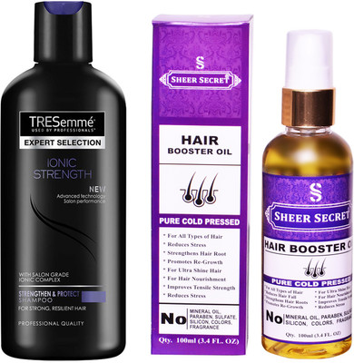 

TRESemme 190 ML IONIC STRENGTH SHAMPOO with SHEER SECRET COLD PRESSED HAIR BOOSTER OIL 100ML(Set of 2)