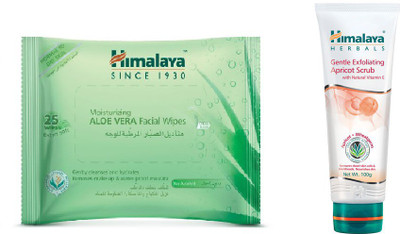 

Himalaya Aloe Vera Facial Wipes, Gentle Exfoliating Apricot Scrub(Set of 2)