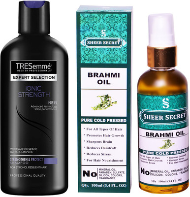

TRESemme 190 ML IONIC STRENGTH SHAMPOO with SHEER SECRET COLD PRESSED BRAHMI OIL 100ML(Set of 2)