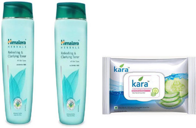 

Himalaya refreshing and clarifying toner, kara cleansing and hydrating refreshing wipes(Set of 3)