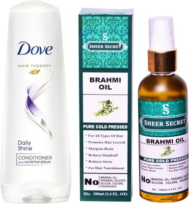 

Dove 180 ML DAILY SHINE CONDITIONER with SHEER SECRET COLD PRESSED BRAHMI OIL 100ML(Set of 2)