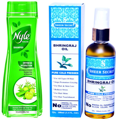 

NYLE 180 ML DRYNESS HYDRATION SHAMPOO with SHEER SECRET COLD PRESSED BHRINGRAJ OIL 100ML(Set of 2)