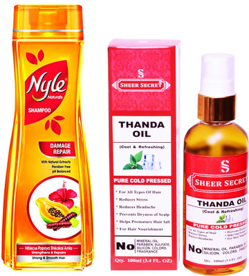 

NYLE 400 ML DAMAGE REPAIR SHAMPOO with SHEER SECRET COLD PRESSED THANDA OIL 100ML(Set of 2)