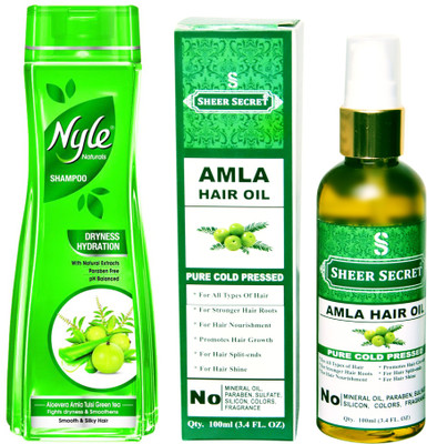 

NYLE 180 ML DRYNESS HYDRATION SHAMPOO with SHEER SECRET COLD PRESSED AMLA HAIR OIL 100ML(Set of 2)