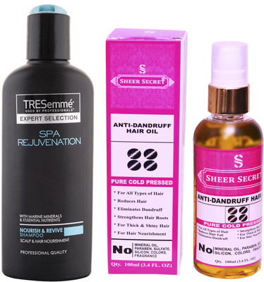 

TRESemme 200 ML SPA REJUVENATION SHAMPOO with SHEER SECRET COLD PRESSED ANTI DANDRUFF OIL 100ML(Set of 2)