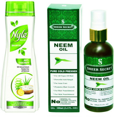 

NYLE 180 ML ANTI DANDRUFF SHAMPOO with SHEER SECRET COLD PRESSED NEEM OIL 100ML(Set of 2)