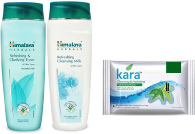 

Himalaya Refreshing Clarifying Toner & Cleansing Milk, kara skin care wipes(Set of 3)