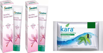 

Himalaya Natural Glow Fairness Cream, kara skin care wipes(Set of 3)